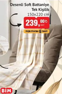 DESENLİ SOFT BATTANİYE TEK KİŞİLİK